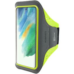 Mobiparts Comfort Fit Handyhalterung Joggen Samsung Galaxy S21 FE Sporthülle Neopren Sportarmband - Neon Green