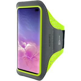 Mobiparts Comfort Fit Handyhalterung Joggen Samsung Galaxy S10 Plus Sporthülle Neopren Sportarmband - Neon Green