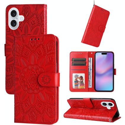 Mobigear Sunflower iPhone 17 Hülle Klapphülle Geldbörse - Rot