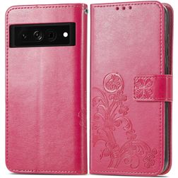 Mobigear Clover Google Pixel 7 Klapphülle Portemonnaie - Magenta