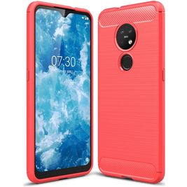 Mobigear Brushed Slim Nokia 6.2 Hülle Flexibles TPU Backcover - Rot