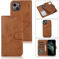 Mobigear Wallet iPhone 15 Plus Hülle Abnehmbare 2in1 Klapphülle Geldbörse - Braun