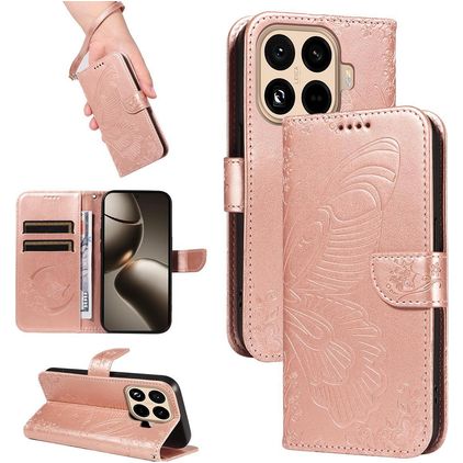 Mobigear Butterfly Xiaomi 15T Pro Hülle Klapphülle Geldbörse - Roségold