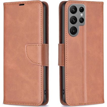 Mobigear Excellent Samsung Galaxy S24 Ultra Hülle Klapphülle Geldbörse - Braun