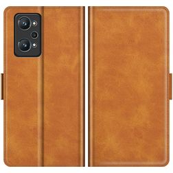 Mobigear Slim Magnet Realme GT2 Hülle Klapphülle Geldbörse - Cognac