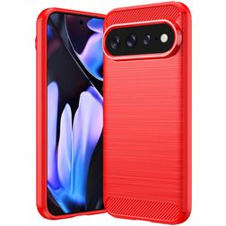 Mobigear Brushed Slim Google Pixel 11 Pro XL Hülle Flexibles TPU Backcover - Rot