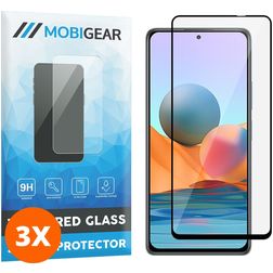 Mobigear Premium Xiaomi Redmi Note 10 Pro Panzerglas Displayschutz - Hüllenfreundlich - Schwarz (3er Pack)