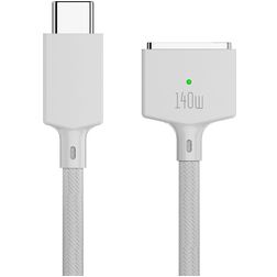 Mobigear Nylon Braided USB-C auf Apple MagSafe 3 Kabel 2 Meter - Weiß