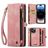 Caseme 008 iPhone 15 Pro Hülle Abnehmbare 2in1 Klapphülle Geldbörse - Pink