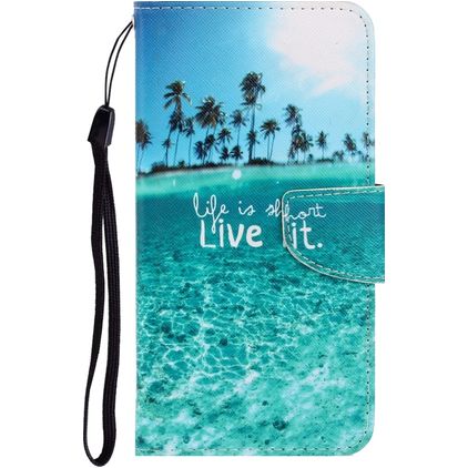 Mobigear Design Huawei P40 Lite E Hülle Klapphülle Geldbörse - Life is short