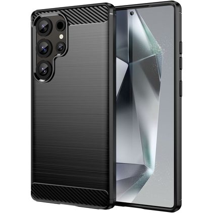 Mobigear Brushed Slim Samsung Galaxy S25 Ultra Hülle Flexibles TPU Backcover - Schwarz