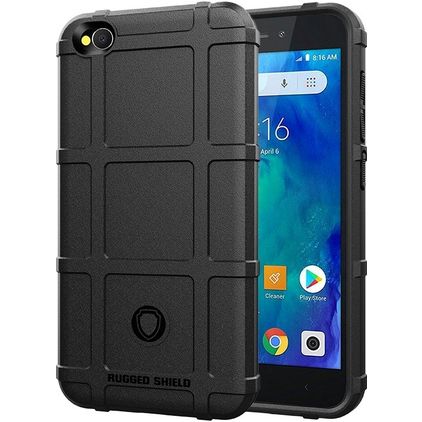 Mobigear Rugged Shield Xiaomi Redmi Go Hülle Flexibles TPU Backcover Stoßfest - Schwarz
