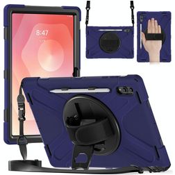 Mobigear SureGrip XGuard Samsung Galaxy Tab S11 Ultra Hülle Kunststoff / Silikon Backcover + Stylus-Halter + Schultergurt + Ständer - Marineblau