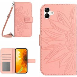 Mobigear Sunflower Samsung Galaxy A05 Hülle Klapphülle Geldbörse - Pink