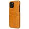 Fierre Shann Premium Card iPhone 12 Hülle Backcover mit Kartenhalter - Cognac