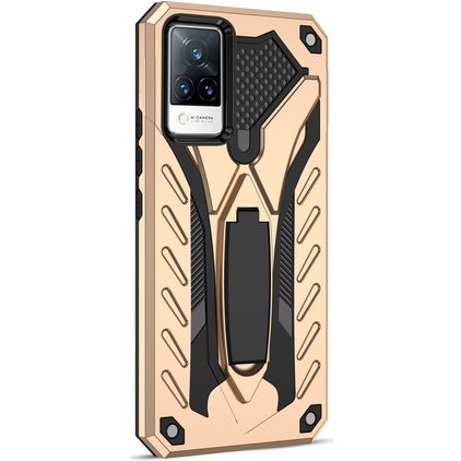 Mobigear Armor Stand Vivo V21 Hülle Hardcase Backcover Stoßfest mit Ständer - Gold