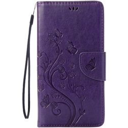 Mobigear Flowers iPhone 8 Hülle Klapphülle Geldbörse - Lila