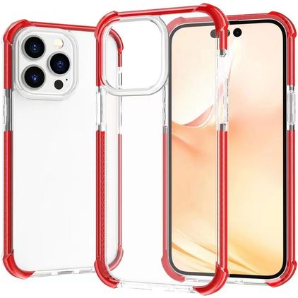Mobigear Full Bumper iPhone 14 Pro Max Hülle Hardcase Backcover Stoßfest - Transparent / Rot