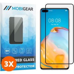 Mobigear Premium Huawei P40 Panzerglas Gehärtetes Glas Displayschutz - Hüllenfreundlich - Schwarz (3er Pack)