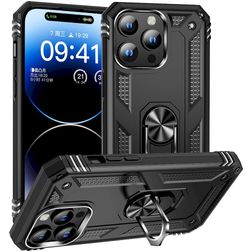 Mobigear Armor Ring iPhone 15 Pro Hülle Hardcase Backcover Stoßfest mit Ringhalter - Schwarz