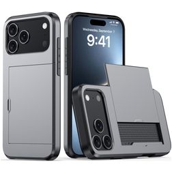 Mobigear Card iPhone 18 Pro Max Hülle Hardcase Backcover Stoßfest mit Kartenhalter - Grau