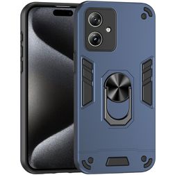 Mobigear Armor Ring Motorola Moto G54 Hülle Hardcase Backcover Stoßfest mit Ringhalter - Blau