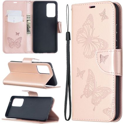 Mobigear Butterfly Samsung Galaxy A52s 5G Hülle Klapphülle Geldbörse - Roségold