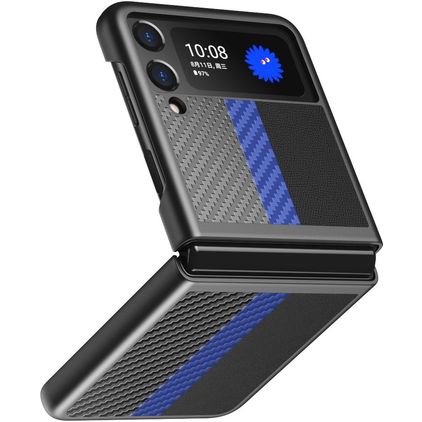 Mobigear Racing Samsung Galaxy Z Flip 3 Hülle Hardcase Backcover - Schwarz / Blau