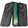 Mobigear Armor Ring iPhone 12 Hülle Hardcase Backcover Stoßfest mit Ringhalter - Schwarz