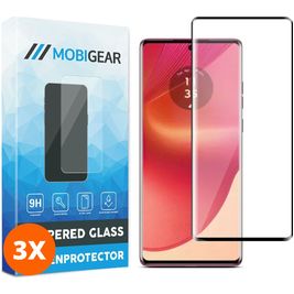 Mobigear Premium Motorola Edge 50 Fusion Panzerglas Gehärtetes Glas Displayschutz - Hüllenfreundlich - Schwarz (3er Pack)
