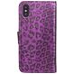 Mobigear Leopard iPhone XS Hülle Klapphülle Geldbörse - Lila