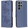 Mobigear Butterfly Samsung Galaxy S24 Ultra Hülle Klapphülle Geldbörse - Blau