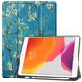 Mobigear Tri-Fold Gel iPad 7 (2019) Hülle TPU,Kunstleder Klapphülle + Stifthalter - Mandelblüten