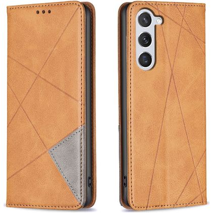 Mobigear Rhombus Slim Samsung Galaxy S25 Hülle Klapphülle - Cognac