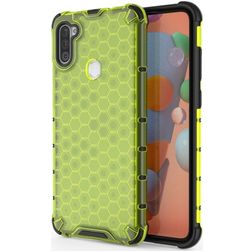 Mobigear Honeycomb Samsung Galaxy A11 Hülle Hardcase Backcover Stoßfest - Grün
