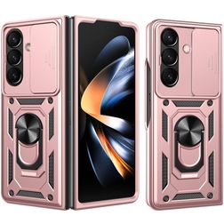 Mobigear Armor Ring Cam Slide Samsung Galaxy Z Fold 8 Ultra Hülle Hardcase Backcover Stoßfest mit Ringhalter und Kamera Slider - Roségold