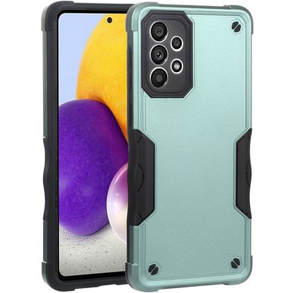 Mobigear Non-slip Armor Samsung Galaxy A73 Hülle Hardcase Backcover Stoßfest - Schwarz / Türkis