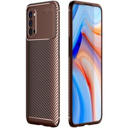 Mobigear Racing OPPO Reno 4 Hülle Flexibles TPU Backcover - Braun