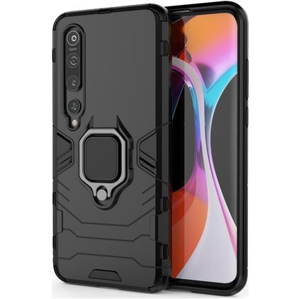 Mobigear Armor Ring Xiaomi Mi 10 Hülle Hardcase Backcover Stoßfest mit Ringhalter - Schwarz
