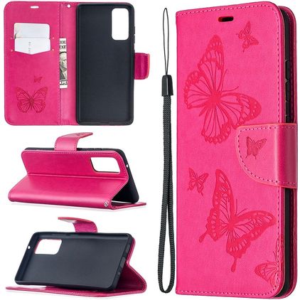 Mobigear Butterfly Samsung Galaxy S20 FE Hülle Klapphülle Geldbörse - Magenta