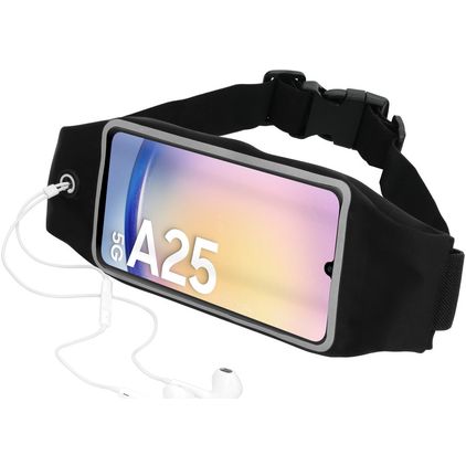 Mobiparts Comfort Fit Belt Handyhalterung Joggen Samsung Galaxy A25 Sporthülle Neopren Gürtel - Schwarz