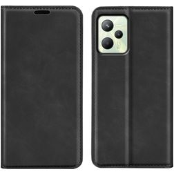 Mobigear Retro Slim Realme C35 Hülle Klapphülle Geldbörse - Schwarz
