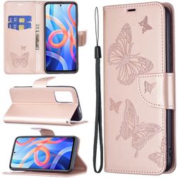 Mobigear Butterfly POCO M4 Pro 5G Hülle Klapphülle Geldbörse - Roségold