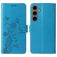 Mobigear Flowers Samsung Galaxy S24 FE Hülle Klapphülle Geldbörse - Blau