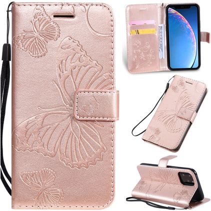 Mobigear Butterfly iPhone 11 Pro Hülle Klapphülle Geldbörse - Roségold