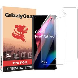 GrizzlyCoat OPPO Find X3 Pro Hydrogel-TPU Displayschutz - Hüllenfreundlich + Montagerahmen (2er Pack)