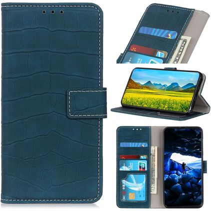 Mobigear Croco Samsung Galaxy M33 Hülle Klapphülle Geldbörse - Grün