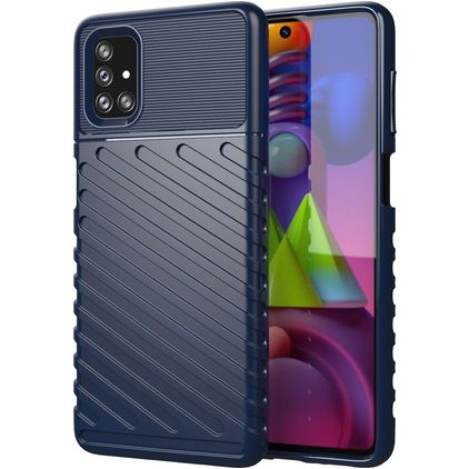 Mobigear Groove Samsung Galaxy M51 Hülle Flexibles TPU Backcover - Blau