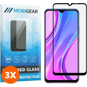 Mobigear Premium Xiaomi Redmi 9 Panzerglas Gehärtetes Glas Displayschutz - Hüllenfreundlich - Schwarz (3er Pack)
