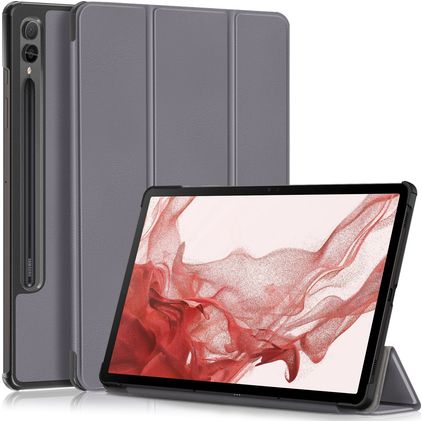 Mobigear Tri-Fold Samsung Galaxy Tab S9 Plus Klapphülle + Stylus-Halter - Grau